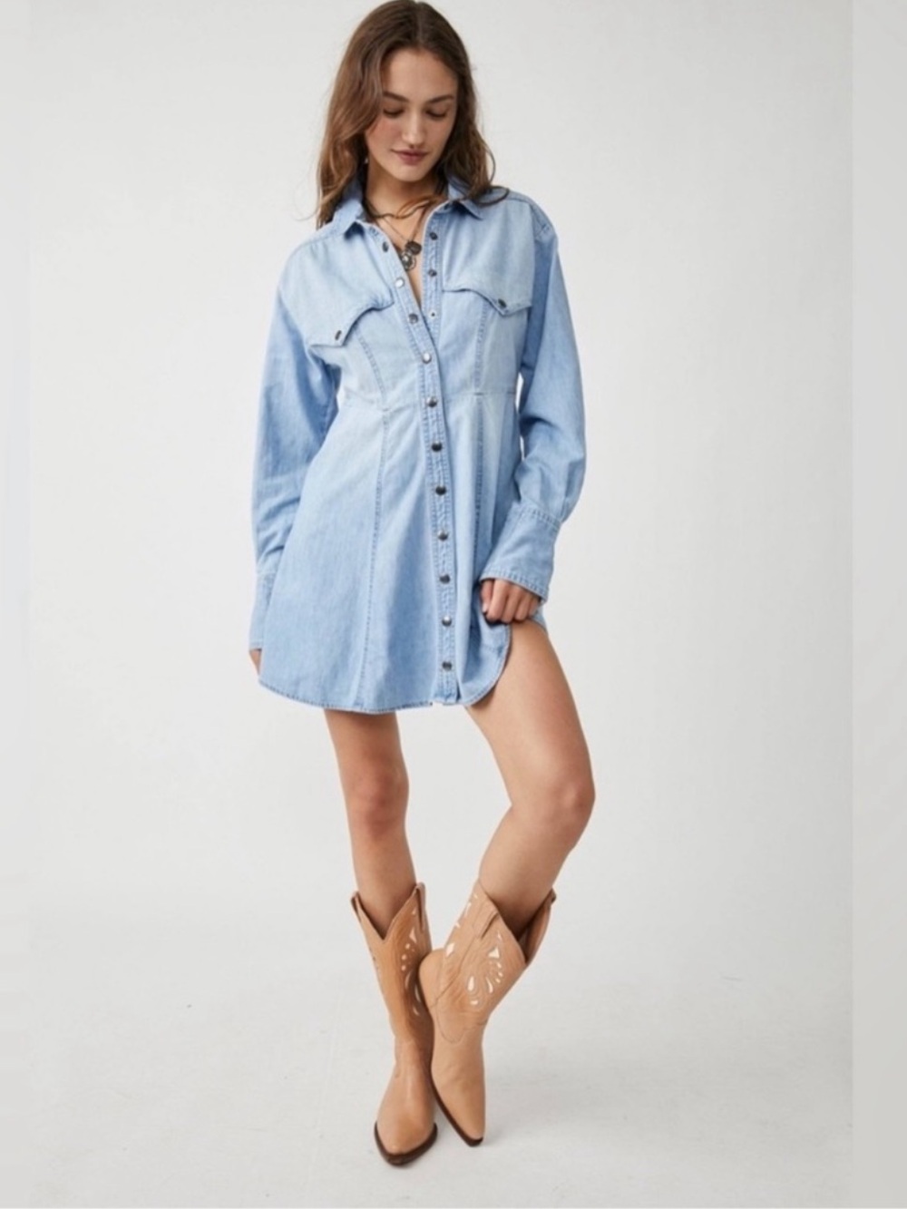 We the Free Light Blue Denim Shirt Dress/jacket